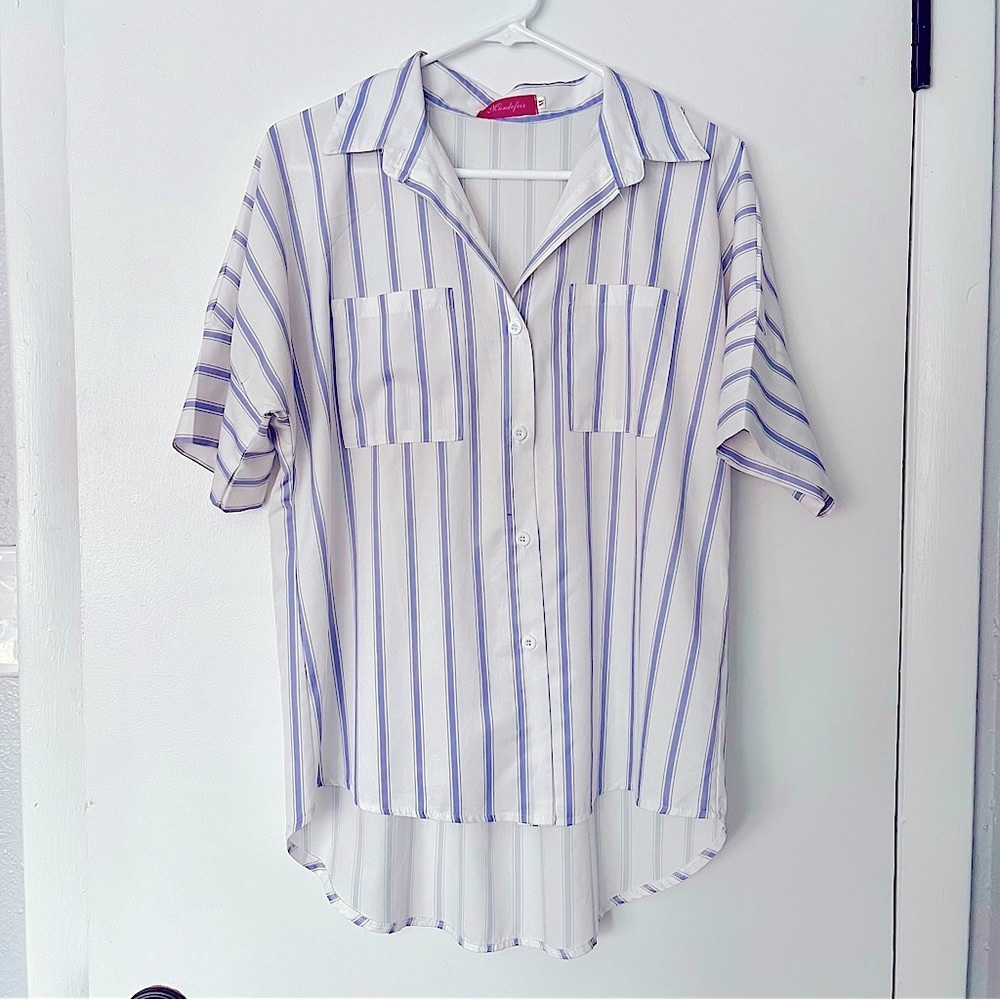 MUNDEFEIS high-low striped blouse